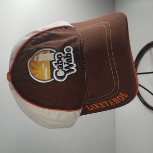 Cabo Wabo Cantina Lake Tahoe Dad Hat Cap 6 Panel Brown & Beige w/ Orange Piping